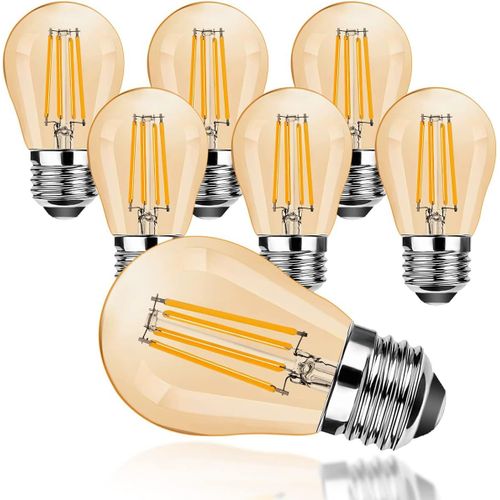 Kal-4w Ampoule Led Dimmable Vintage,E27 G45  Filament Mini Led Blanc Chaud 2700k,Remplacement De LAmpoule 40w,400lm,E27 Lampe Edison,Angle De Faisceau 360 ,Ambre Rtro,Lot De 6
