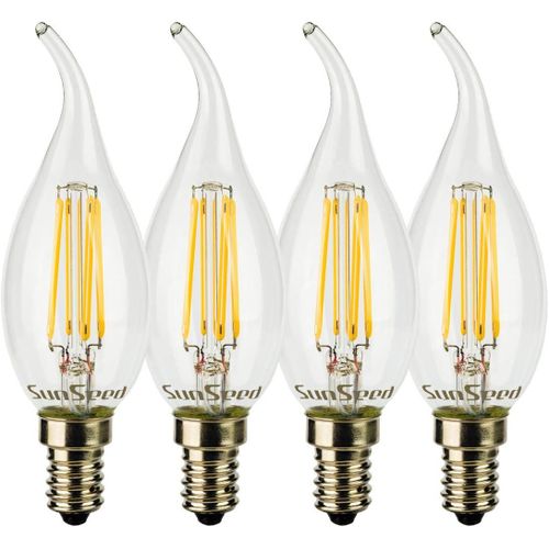 Kal-4x Ampoule Filament Led Flamme E14 4w quivalent 40w Blanc Chaud 2700k