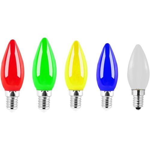 Kal-5 Pices Nombreuses Couleurs E14 1w 220v Led Ampoules Colores, Couverture En Plastique, Non Dimmable, Pour L'extrieur Intrieur String Mariage Fte Bar Ambiance Dcor