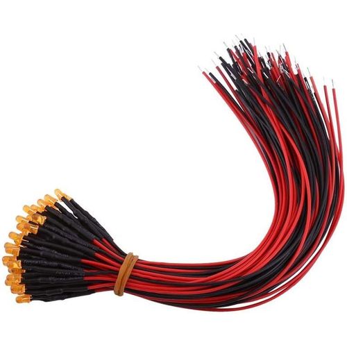 Kal-50 Pcs Pr Fil Dc 12v 3mm 5mm 10mm Multi Couleurs Diffuses Led Diodes Clignotant Ampoule Lampe Pour Diy Jouets Manuel Modle(3mm-Orange)