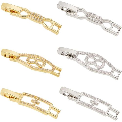 Kal-6 Pcs Zircone Montre Extender Platine Dor Collier Bracelet Extender Chane Extension Fermoir Avec Cubic Zirconia Pour Bracelet Collier Faire Diy Bijoux Extender - 6styles