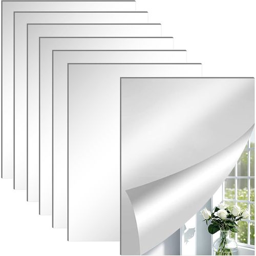 Kal-6 Pices Miroir Mural Adhesif 29 X 21cm Miroir Acrylique Autocollant Grand Miroir Rectangulaire Long Non En Verre Autocollant Miroir Muraux Auto Adhsif Pour Salle Bain Salon Chambre