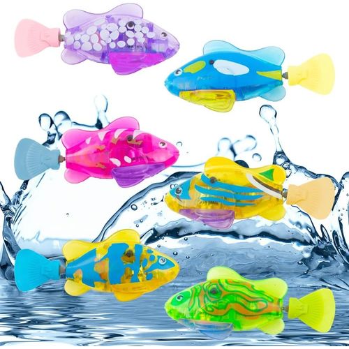 KAL-6 Pices Poisson Bain Qui Nage Robo Avec Lumires, Poisson Robot Bain, Robot Fish, Batterie Electrique Poisson Plastique Jouet Pour La Piscine Enfants, 8 X3.5 Cm