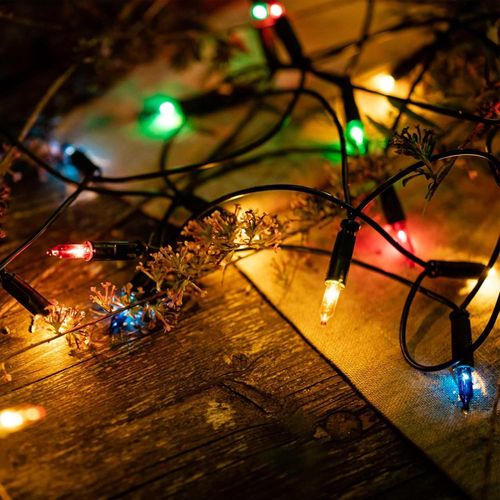 Kal-832075 Guirlande Lumineuse D'intrieur  Alimentation lectrique, Mini Guirlande Lumineuse 20 Ampoules Multicolores, 2,85 M, Cble Vert, Guirlande Lumineuse Avec Prise Pour Nol