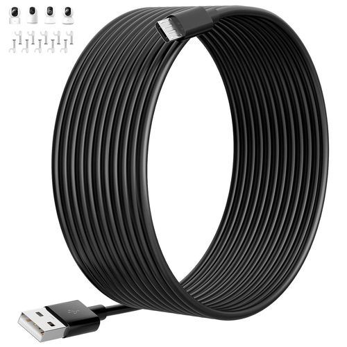 Kal-8m Cble De Charge Usb Vers Micro Usb Pour Xiaomi Camera 2k/Pro, Cbles D'extension D'alimentation De Camra De Scurit Pour Xiaomi Mi/Yi/Cloud Camera,Wyze/Nest/Arlo Q/Furbo Dog Cam,Noir