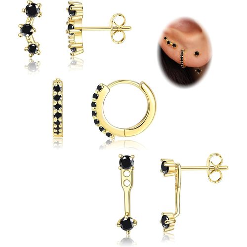 Kal-925 Argent Sterling Boucles D'oreilles Ensemble Pour Piercing Multiple Plaqu Or 14k Stud Huggie Petites Boucles DOreilles Pour Femmes Piles De Boucles D'oreilles Pour Oreilles Sensibles