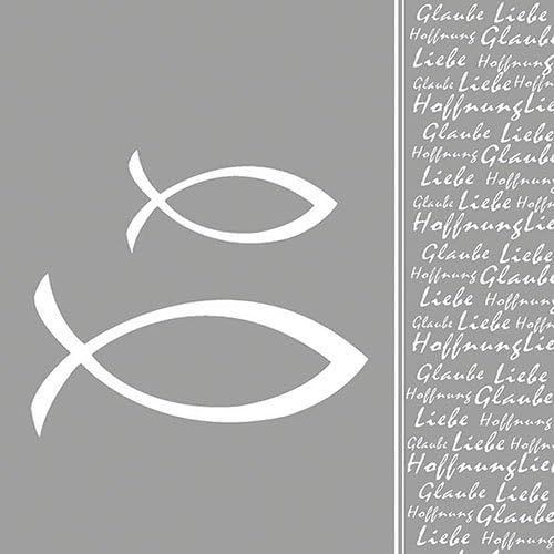 Kal-Ambience Serviettes En Papier - Serviettes Djeuner / Fte / Env. 33x33cm Glaube Poisson Couleur Argent - First Communion - Communion Et Confirmation - Idal Comme Cadeau Et Dcoration De Table