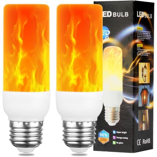 Kal-Ampoule  Flamme Led, 2w E27 Ampoule  Effet De Flamme, 1400k, Ampoule  Lumire Vacillante, 3 Modes D'clairage, Lampes Dcoratives Pour Maison, Jardin, Bar, Halloween, Nol (2 Pcs)