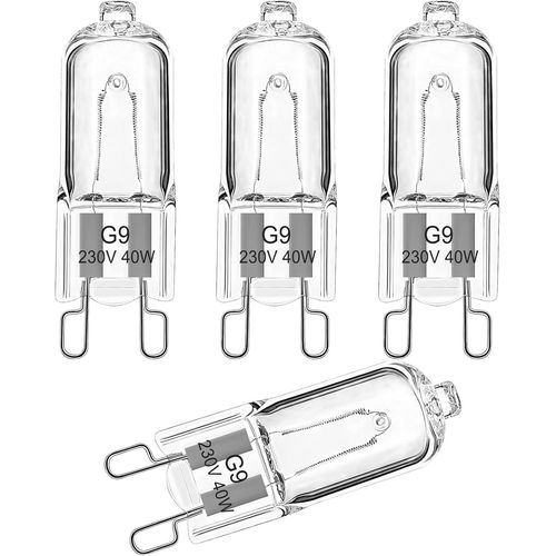 Kal-Ampoule Halogne G9 Pour Four 40w, Ampoule Four G9 Dimmable 230v Ampoule  Tolrance De 300C Pour Aeg/Neff/Whirlpool/Smeg/Bosch Four, Micro-Ondes, Blanc Chaud 2700k, Lot De 4