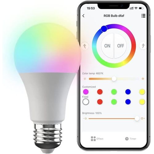 Kal-| Ampoule Intelligente Fastcon Lb4e27, Changement De Couleur Avec Synchronisation Musicale, A60/E27/9w/800lm, Fonctionne Avec Alexa Et Google Home, Hub Fastcon Requis