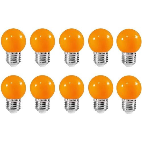 Kal-Ampoule Led Couleur E27  Baonnette De Couleur Orange 2w quivalente 20w, Ac 220v-240v, Ampoules De Nol  conomie D'nergie Pour Balles De Golf, Paquet De 10