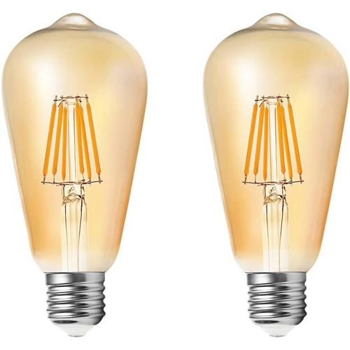 Kal-Ampoule Led Edison,Dobee Lampe Edison Vintage 6w 400lm 2600-2700k Angle De Faisceau  360 E27 St64 Lampe Dcorative Ampoules  Incandescence Rtro Ampoule Edison 2 Pack