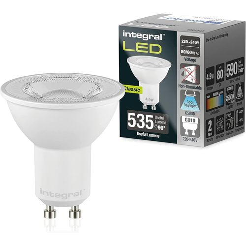 Kal-Ampoule Led Gu10 5 Pack Lumire Du Jour Froide 6500k, 590lm, 4,9w (quivalent  75w) Non Modifiable - Efficace En nergie Et Idale Pour Les Spots Et Projecteurs Dans Les Salles De Bains
