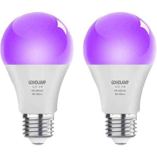 KAL-Ampoule Led Noire E27 Ampoule Uv, 9W 100-240V Led 395-400Nm Uva Ampoule Noire, clairage Pour Fte D'Halloween, Discothque, Bar, Peinture Corporelle, Lumire Noire, Affiche Fluorescente, Lot De