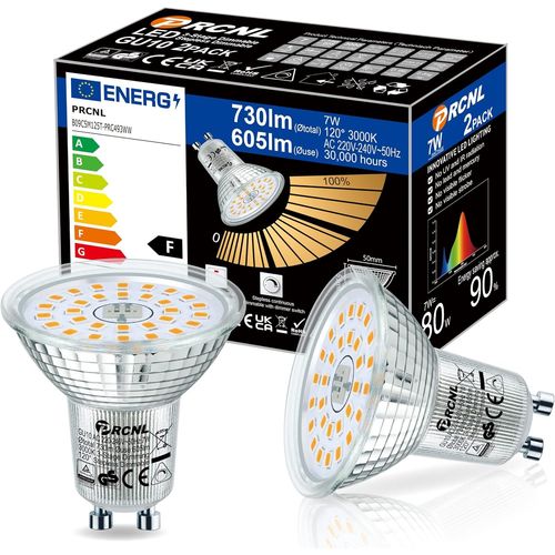 Kal-Ampoule Led Spot Gu10 Blanc Chaud 7w 3000k Dimmable 730 Lumens quivalent 80w Lampe Halogne,Gradation En Douceur Via Le Gradateur,3 Luminosit, Lampes  Rflecteur Par16,Lot De 2
