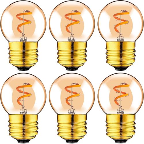 Kal-Ampoules Led 4w Edison Vintage, Mini-Globe G40  Lampes  Filament E27 Ampoule Led Edison  Base De Vis 1w Verre Ambr 10w Remplacement quivalent Blanc Chaud 2200k, Pack De 6