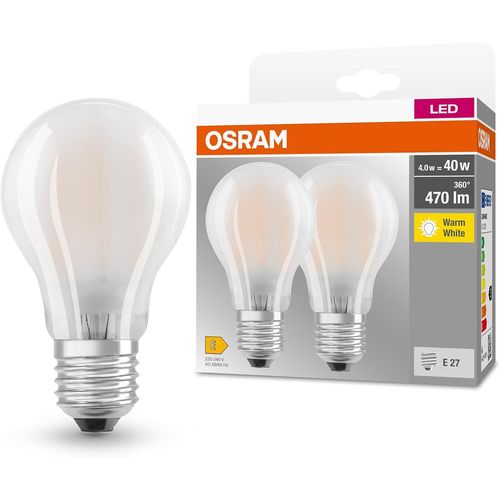 Kal-Base Classic A Glfr 40 Lampe Led Avec Base E27, Forme De Piston Classique, Double Units, 4w, 470lm, 2700k, Lumire Blanche Chaude, Dveloppement  Faible Chaleur, Longue Dure De Vie