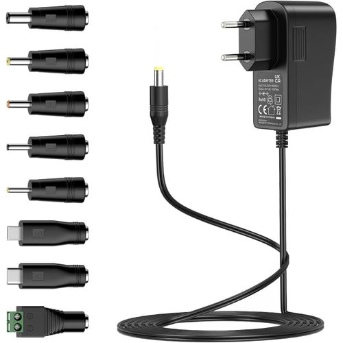 KAL-Bloc D'Alimentation 5 V 2 A, 5 V Ac Dc Avec 8 Prises Cc Pour lectronique 5 V Comme Tablette, Tlphone, Hub Usb, Camra De Vidosurveillance, 2000 Ma Max.