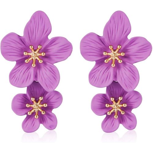 Kal-Boucles D'oreilles  Double Fleur, Boucles D'oreilles  Fleurs 3d Boucles D'oreilles Pendantes Florales Boucles D'oreilles  Clous Bohmes Boucles D'oreilles  Fleurs Sauvages Chics