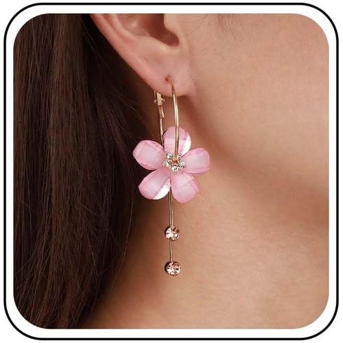 Kal-Boucles D'oreilles Boho Acrylique Fleur Blanche Pendante Boucles D'oreilles Fleur Cristal Blanc Boucles D'oreilles Fleur Acrylique Boucles D'oreilles Cerceau Fleur Rsine Boucles D'oreilles