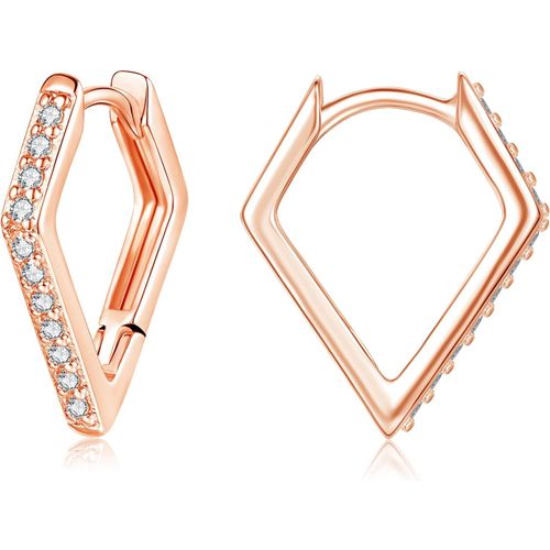 Kal-Boucles D'oreilles Croles En Argent 925 Pour Femme Avec Zircone Cubique 5a - Boucles D'oreilles Gomtriques En Forme De Losange / toile / Triangle - Boucles D'oreilles Pour Dormir - Boucles