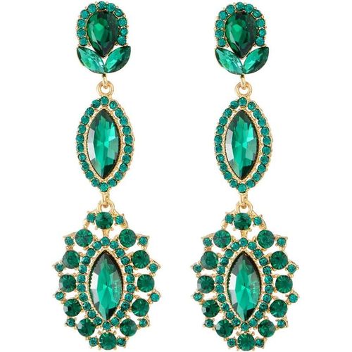 Kal-Boucles D'oreilles Femme Pendantes Teardrop Cristaux Zircon Boucle D'oreille Grand Gomtrique Mode lgant Fantaisie Dclaration Mariage Cadeau Pour Femmes Filles
