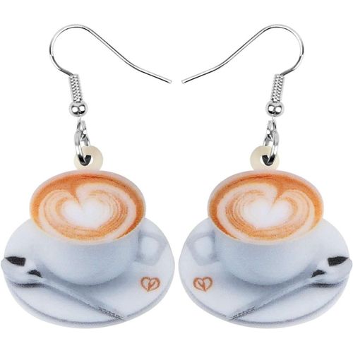 Kal-Boucles D'oreilles Pendantes En Acrylique En Forme De C?ur Avec Tour Eiffel, Cuillre, Latte, Tasse  Caf, Bijoux Pour Femmes, Adolescentes, Filles, Cadeaux De Fte Tendance