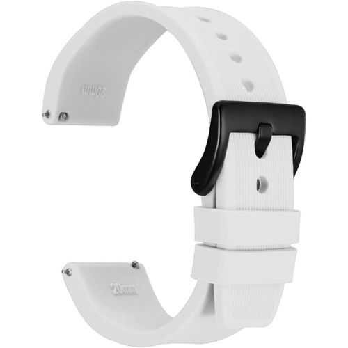 Kal-Bracelet De Montre En Silicone  Rayures Avec Boucle Noire, Bande De Remplacement  Dgagement Rapide, 18 Mm 20 Mm 22 Mm 24 Mm