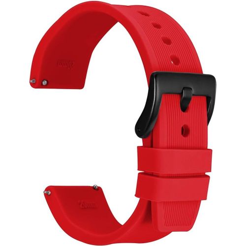 Kal-Bracelet De Montre En Silicone  Rayures Avec Boucle Noire, Bande De Remplacement  Dgagement Rapide, 18 Mm 20 Mm 22 Mm 24 Mm