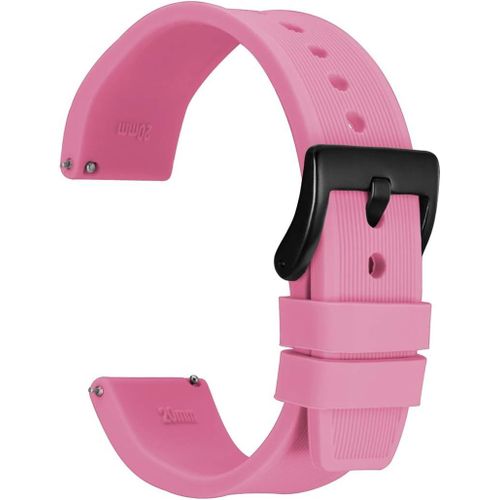 Kal-Bracelet De Montre En Silicone  Rayures Avec Boucle Noire, Bande De Remplacement  Dgagement Rapide, 18 Mm 20 Mm 22 Mm 24 Mm