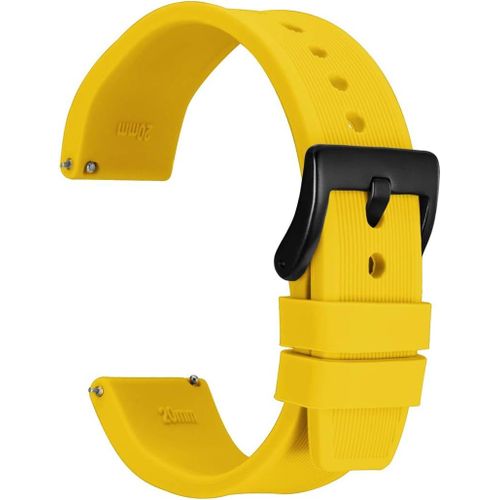 Kal-Bracelet De Montre En Silicone  Rayures Avec Boucle Noire, Bande De Remplacement  Dgagement Rapide, 18 Mm 20 Mm 22 Mm 24 Mm