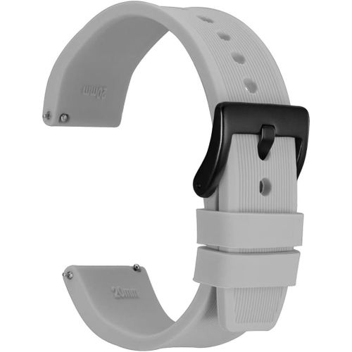 Kal-Bracelet De Montre En Silicone  Rayures Avec Boucle Noire, Bande De Remplacement  Dgagement Rapide, 18 Mm 20 Mm 22 Mm 24 Mm