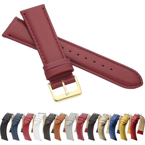 Kal-Bracelet De Montre Llb En Cuir Lisse Vritable Avec Boucle Dore En Cuir De Vachette Fin