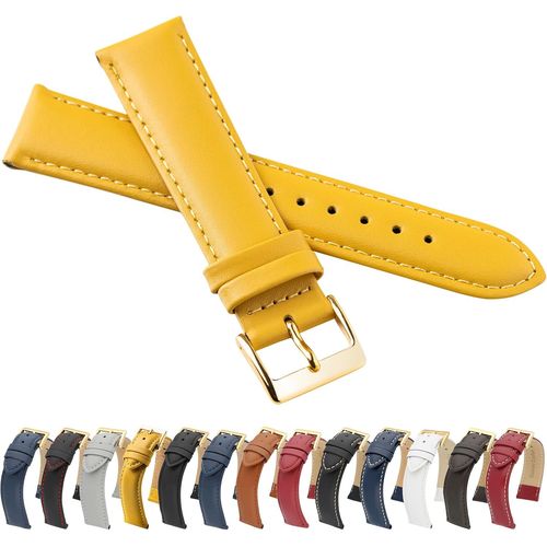 Kal-Bracelet De Montre Llb En Cuir Lisse Vritable Avec Boucle Dore En Cuir De Vachette Fin