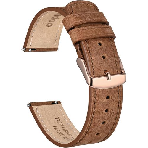 Kal-Bracelets De Montre En Cuir De Cheval Fou Pour Hommes Femmes, Bande De Remplacement Vintage  Dgagement Rapide De 18 Mm 20 Mm 22 Mm Avec Acier Inoxydable
