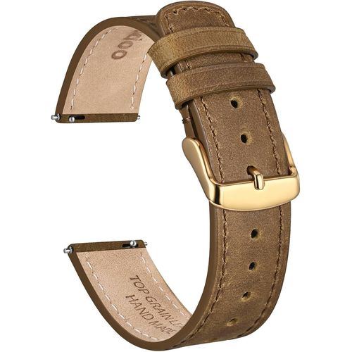 Kal-Bracelets De Montre En Cuir De Cheval Fou Pour Hommes Femmes, Bande De Remplacement Vintage  Dgagement Rapide De 18 Mm 20 Mm 22 Mm Avec Acier Inoxydable