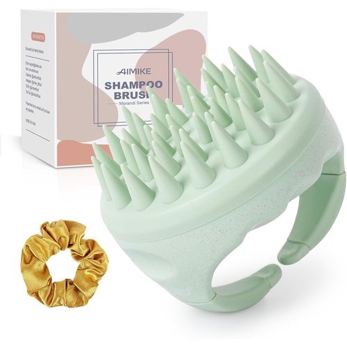 Kal-Brosse Massage Cuir Chevelu [Humide&sec], Brosse Shampoing Cheveux Silicone Et Masseur Tete, Scalp Massager Pour Nettoyage Et Exfoliation,Brosse Cuir Chevelu Pour Pousse Cheveux, Vert