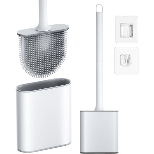 Kal-Brosse Toilettes Wc Silicone Amovible, Brosse Wc Suspendu Avec Base Schage Rapide, Balai Toilette Wc Silicone Nettoyage Flexible, Tte Plate Balayette Wc Installation Murale Et Debout