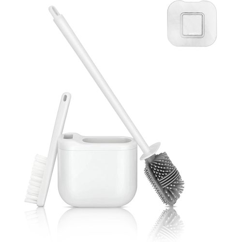 Kal-Brosse Wc Silicone Sans Perage, Brosse Toilettes Wc, Brosse Wc Avec Petite Brosse, Balai Toilette Wc Set, Balai Wc Schage Rapide Matriau Tpr