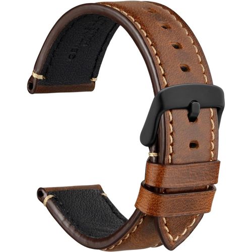 Kal-Business Style Bracelet De Montre En Cuir, Boucle En Acier Inoxydable, 18 Mm 20 Mm 22 Mm 24 Mm