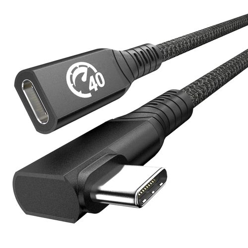 KAL-Cble d'extension USB 4 240W 0.3M,cble Thunderbolt 4 & USB C mle vers femelle  Angle Droit, Charge Rapide PD 3.1 40Gbps 8K@60Hz vido,cordon d'extension Type C,pour iPad Pro,Macbook,Galaxy S24