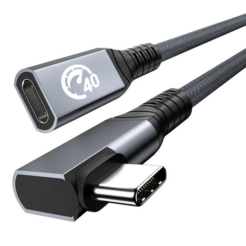 KAL-Cble d'extension USB 4 240W 0.6M,cble Thunderbolt 4 & USB C mle vers femelle  Angle Droit, Charge Rapide PD 3.1 40Gbps 8K@60Hz vido,cordon d'extension Type C,pour iPad Pro,Macbook,Galaxy S24
