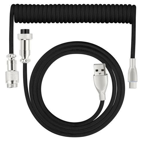 KAL-Cble De Bobine De Clavier USB type C, Cble USB C Vers USB A Pour Clavier De Jeu 6ft (noir)