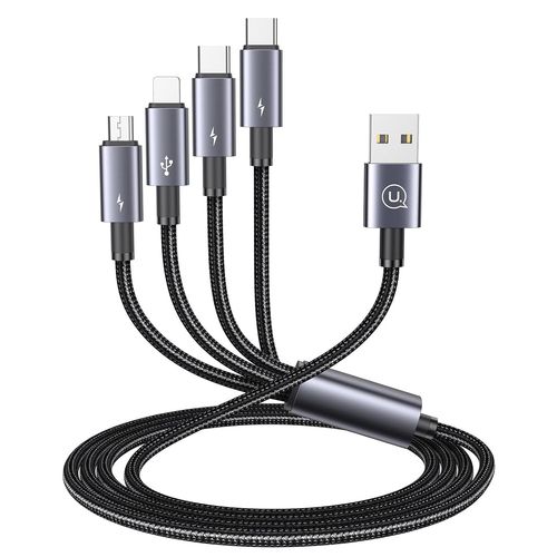 Kal-Cable De Charge Multiple 4 En 1 Universel Nylon Tress Multi Chargeur Cable De Chargement Avec Ip/Micro Usb / 2 Type C Connecteur Pour Tlphone/Tablettes, 1.2m