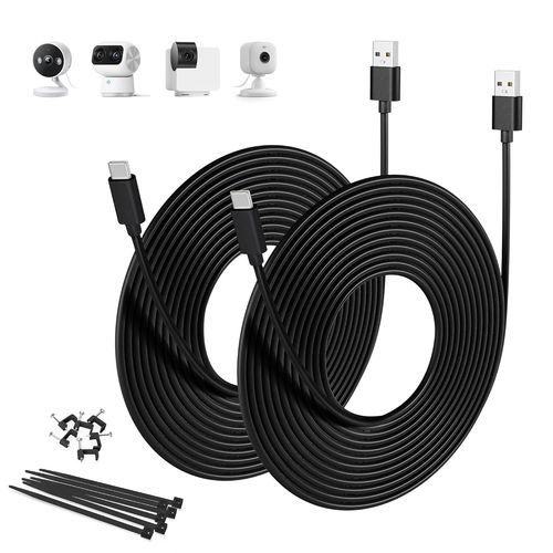 KAL-Cable de Chargeur USB A vers USB C 9M 2Pack,Long USB C Cordon Camra de Scurit Type A 2.0 pour Eufy SoloCam C210/S340/S220,Indoor Cam S350/C220,EufyCam 3/S330,3C/S300,TP-Link Tapo 2k C120