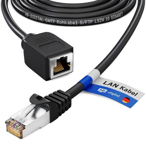 KAL-Cble Lan Brut Cat 7 De 3 M Pour Cble Rseau Ethernet Rj45 Mle Vers Rj45 Femelle 10 Gbit/S S/Ftp Cuivre Pimf - Noir