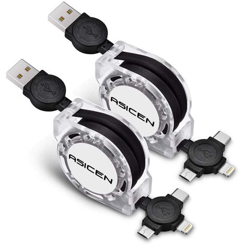 Kal-Cble Multi Usb Rtractable[2paquet 1m], 3 En 1 Cble De Chargeur Rapide, Cble Usb Universel Multi Embout Avec Ip/Type C/Micro Usb Pour Iphone,Samsung Galaxy,Lg,Htc,Sony,Pixel,Xiaomi
