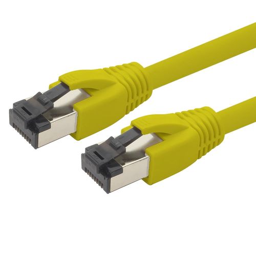 KAL-Cble Rseau Cat 8 De 0,5 M Cble Cat8 Jaune - 1 Pice Cat.8 Lan 2000 Mhz 40 Gbit S 40Gbase-T Poe+ Patch Cable Cble Ethernet Lszh