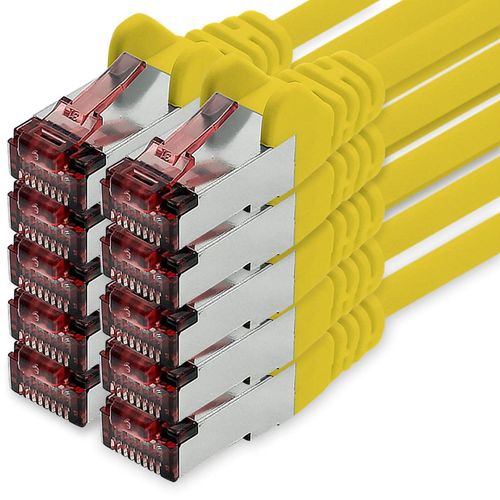 KAL-Cble Rseau Cat6 10 X 0,5 M Jaune Cble Ethernet Lankabel Cble Rseau Cat6 Lan Cble Patch Sftp Pimf 1000 Mbit S