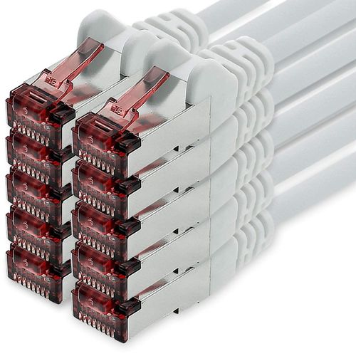 KAL-Cble Rseau Cat6 10 X 1 M Cble Ethernet Blanc Lankabel Cble Rseau Cat6 Lan Cble Patch Sftp Pimf 1000 Mbit S